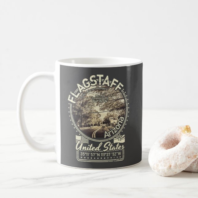 FLAGSTAFF CITY - STATE OF ARIZONA COFFEE MUG (With Donut)