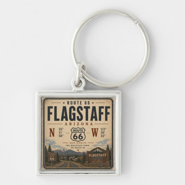 Flagstaff Route 66 Key Keepsake Keychain (Front)