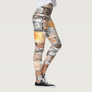 Flagstone natural stone pattern bricks leggings