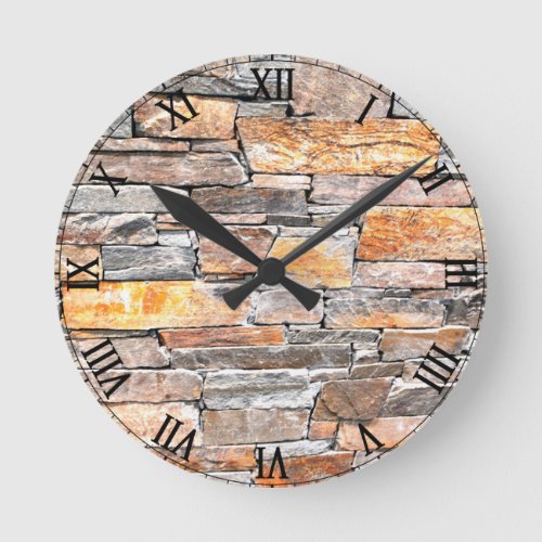 Flagstone  natural stone pattern  bricks round clock