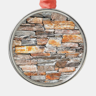 Flagstone natural tone stone pattern bricks metal ornament
