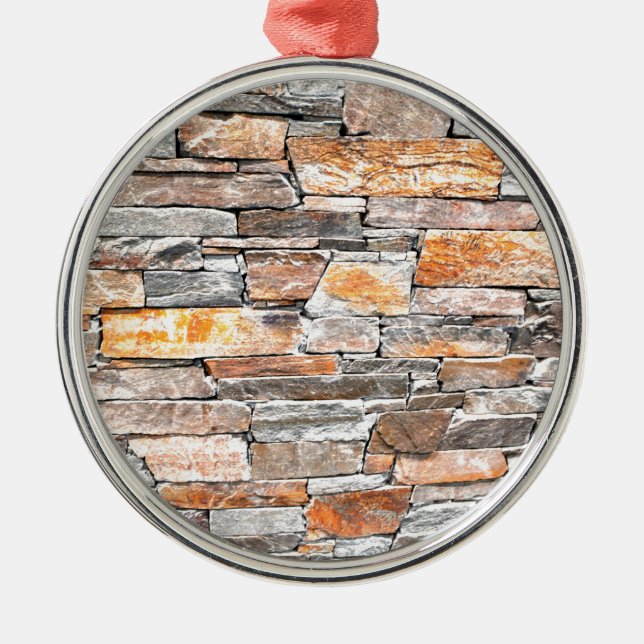 Flagstone natural tone stone pattern bricks  metal ornament (Front)