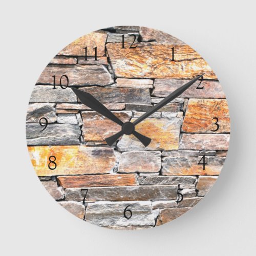 Flagstone terra cotta natural stone pattern bricks round clock