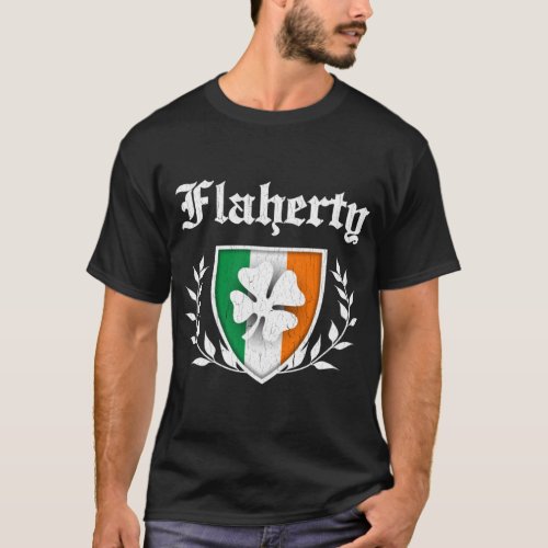 Flaherty Family Shamrock Crest vintage distressed T_Shirt