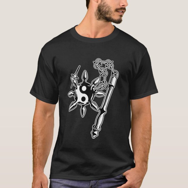Flail Weapon Medieval Yin-Yang T-Shirt (Front)