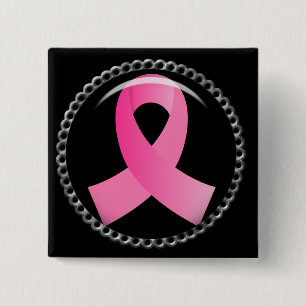 Flair Breast Cancer Pink Ribbon Button