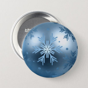 Flair - Marine Blue Snowflake Ornament Button