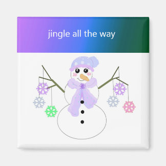 Flakie Snowman with Snowflakes Magnet