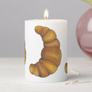 Flaky Buttery French Croissant Foodie Pastry Chef Pillar Candle