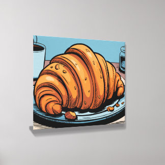 Flaky Morning Croissant Treat Canvas Photo Tile