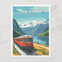 Flam Railway Norway Artwork Travel illustration