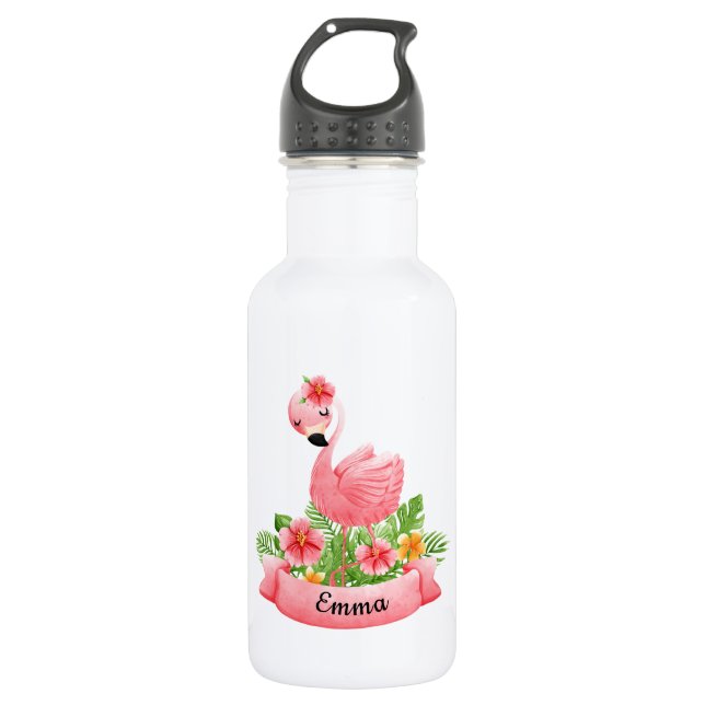 Flamant Flowers Flowers Personalized Child Stainless Steel Water Bottle (Front)