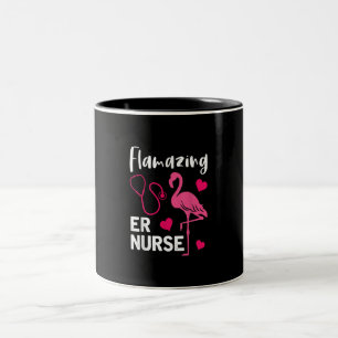 Flamazing Flamingo ER Nurse Emergency Nurse Gift Two-Tone Coffee Mug