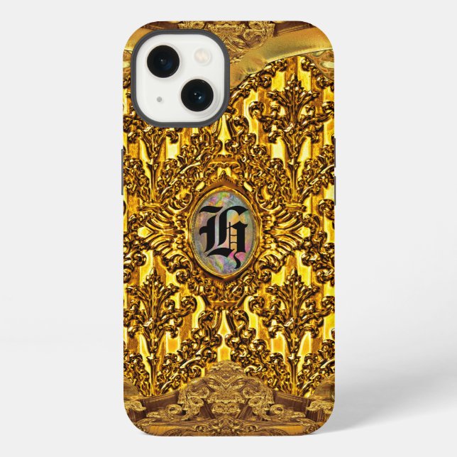 Flambeau Elegant Damask Monogram Iphone Case (Back)