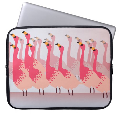 Flamboyance of Flamingos Coral Pink Light Blue Laptop Sleeve