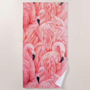 Flamboyance of Pink Flamingos Beach Towel