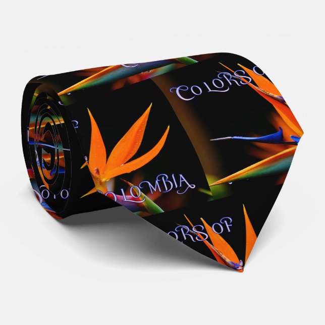 Flamboyant Bird of Paradise Flower Neck Tie (Rolled)