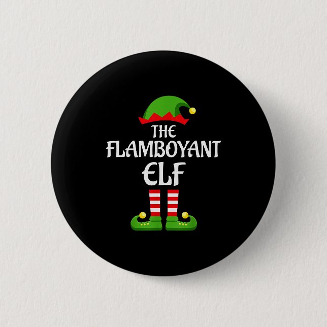 Flamboyant Elf Family Matching Group Christmas  Button (Front)