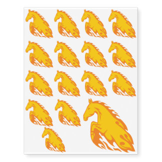 Flamboyant Fired Flame Horse Temporary Tattoos