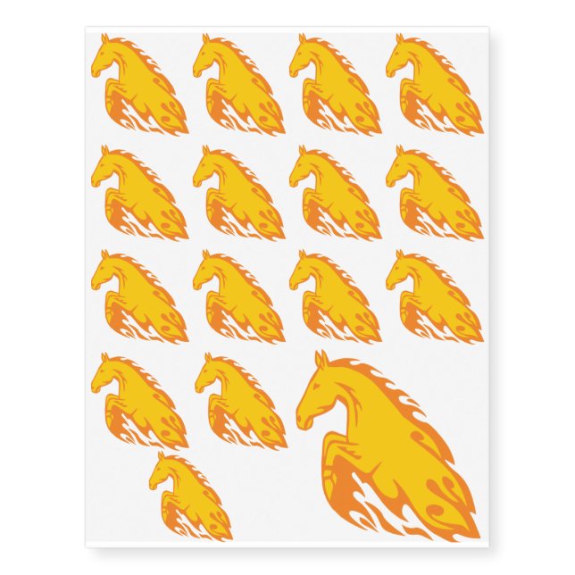 Flamboyant Fired Flame Horse Temporary Tattoos (Front)