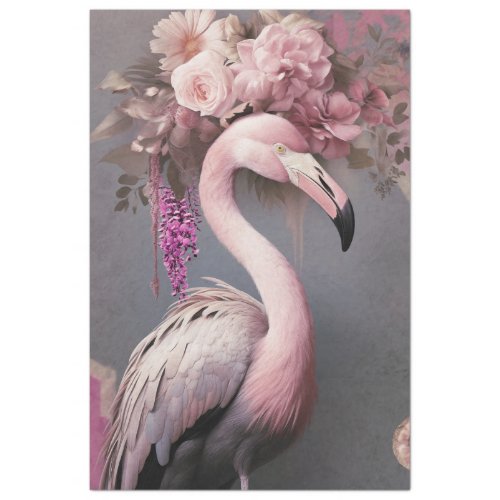 Flamboyant Flamingo Bird and Floral Art Tissue Paper