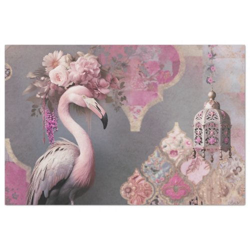 Flamboyant Flamingo Floral and Arabesque Lantern Tissue Paper