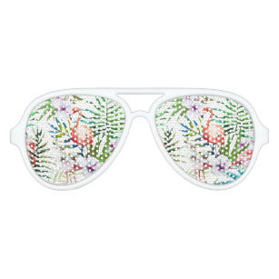 Flamboyant Flamingo Tropical nature garden pattern Aviator Sunglasses