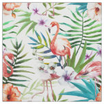 Flamboyant Flamingo Tropical nature garden pattern Fabric