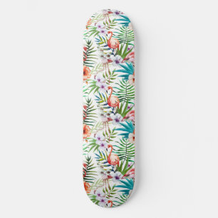 Flamboyant Flamingo Tropical nature garden pattern Skateboard Deck