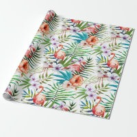 Flamboyant Flamingo Tropical nature garden pattern Wrapping Paper