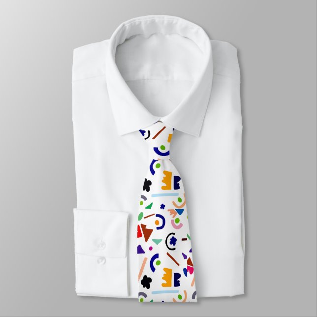 Flamboyant Modern Playful Geometric Chic Monogram Neck Tie (Tied)