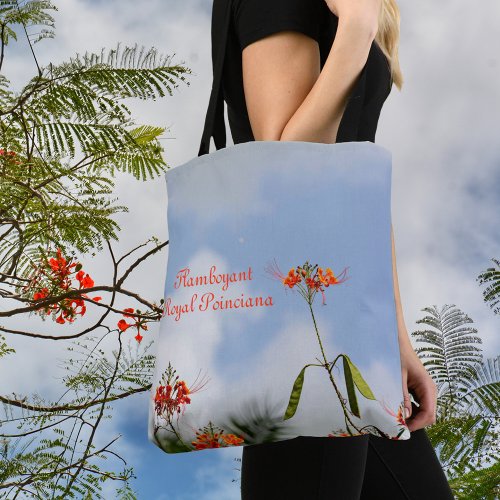 Flamboyant Royal Poinciana Blossoms and Sky Blue Tote Bag