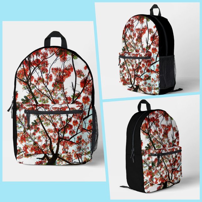 Flamboyant Royal Poinciana Branches Printed Backpack (Creator Uploaded)