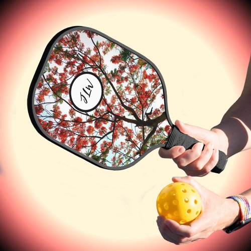 Flamboyant Royal Poinciana Tree with Initials Pickleball Paddle