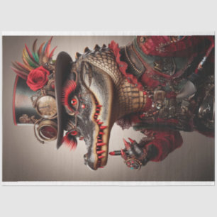 Flamboyant Steampunk Style Alligator Decoupage Tissue Paper