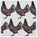 Flamboyant Vivid Rooster Pattern Fabric