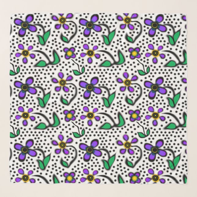 Flamboyantly Floriferous Polka Dotty Swishy Scarf (Front)