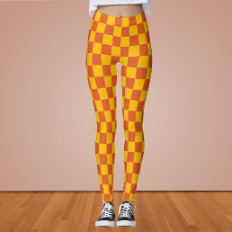 Flame and Amber Checkerboard Leggings