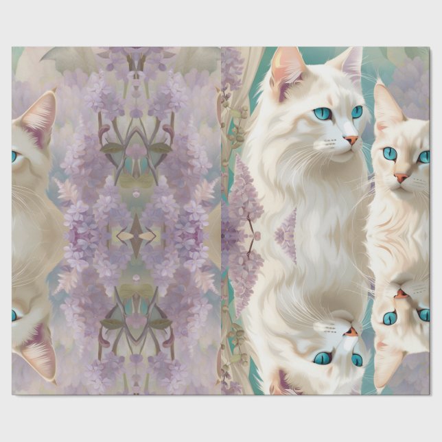 Flame and Lilac Lynx Point Siamese Portrait Art Wrapping Paper (Seam)