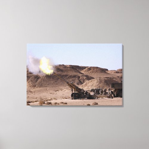 Flame and smoke emerge from the muzzle canvas print