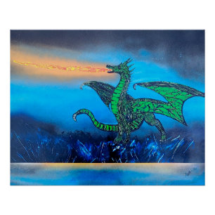 Flame-breathing Dragon Poster