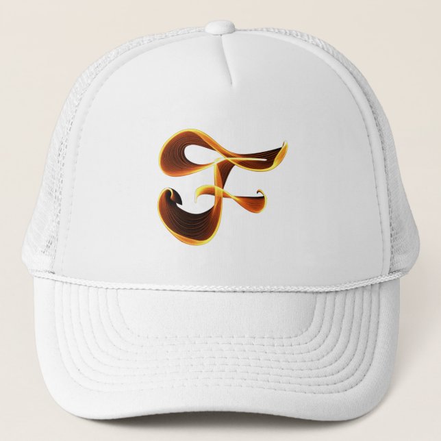 Flame F Initial Trucker Hat (Front)