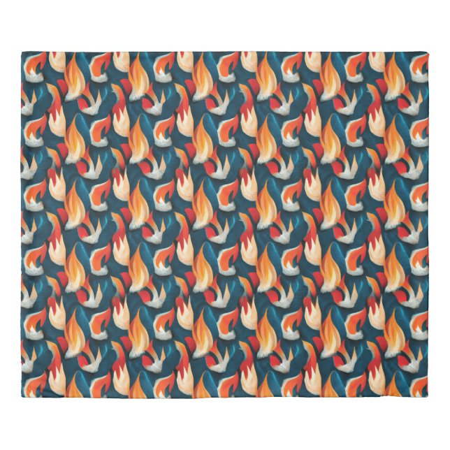 Flame Fabric | Red And Blue Repeating Pattern Duve Duvet Cover (Front)