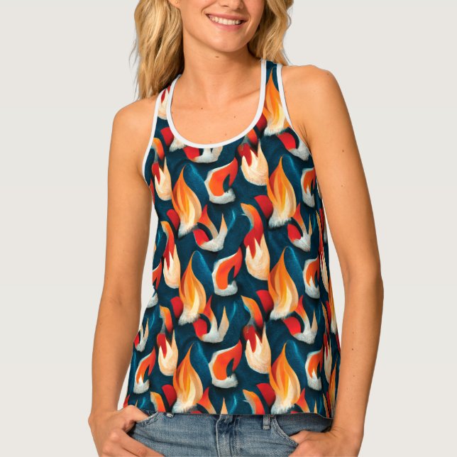 Flame Fabric | Red And Blue Repeating Pattern Tank Top (Front)