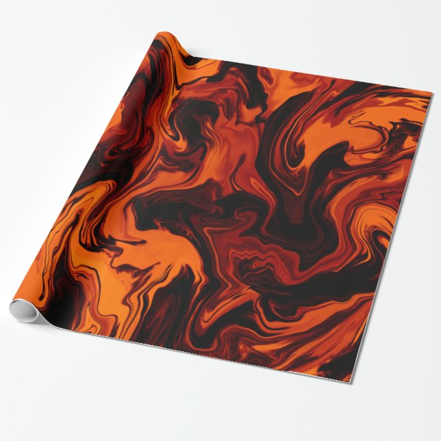 Flame, Fire, Fiery Abstract Wrapping Paper (Unrolled)