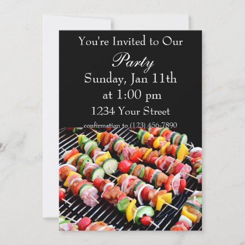 Flame fire shish kebab invite