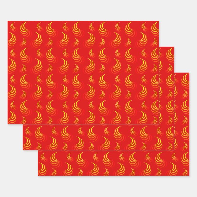 Flame gift voucher set wrapping paper sheets (Set)