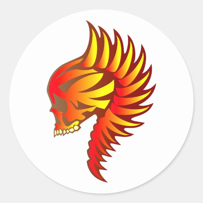 Flame head of flames skull stickers