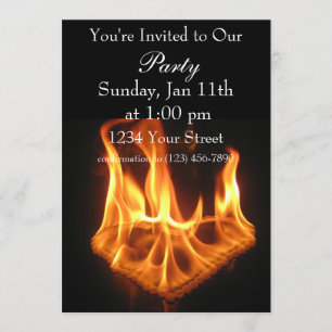 Flame Heart party fire invite