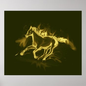 Flame Horse  Golden Poster by MehrFarbeImLeben at Zazzle